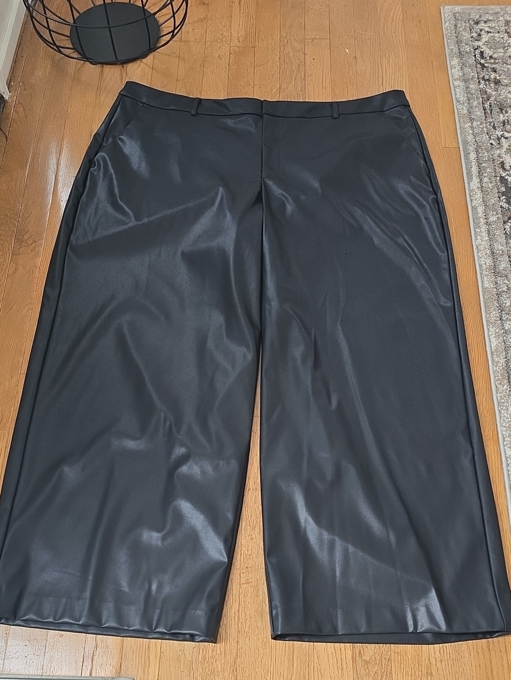 Ashley Graham Brand Women's Plus Size Black Faux Leather Pants Size 28W